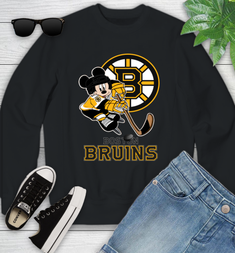 NHL Boston Bruins Mickey Mouse Disney Hockey T Shirt Youth Sweatshirt 2