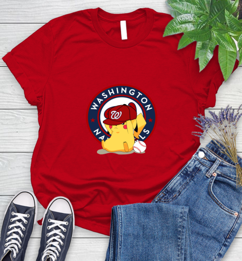 MLB Pikachu Baseball Sports Washington Nationals Women's T-Shirt 9
