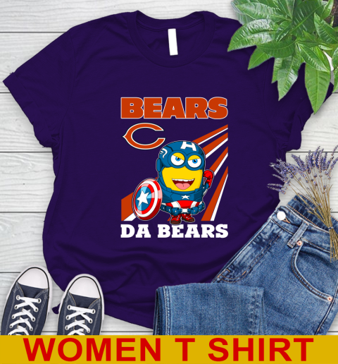 NFL Football Chicago Bears Captain America Marvel Avengers Minion Shirt Women's T-Shirt 4
