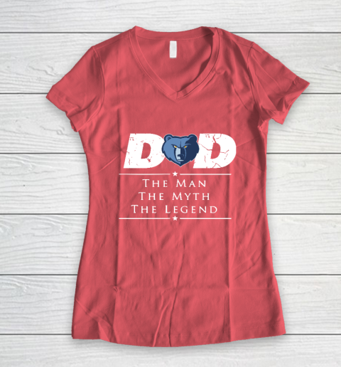 Memphis Grizzlies NBA Basketball Dad The Man The Myth The Legend Women's V-Neck T-Shirt 4