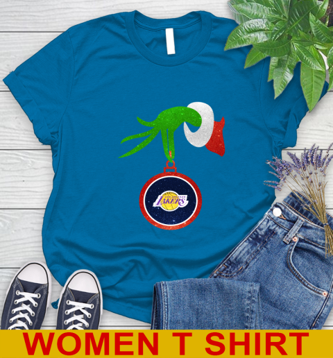Los Angeles Lakers Grinch Merry Christmas NBA Basketball Women's T-Shirt 8 Los Angeles Lakers Grinch Merry Christmas NBA Basketball Women's T-Shirt - Image 8