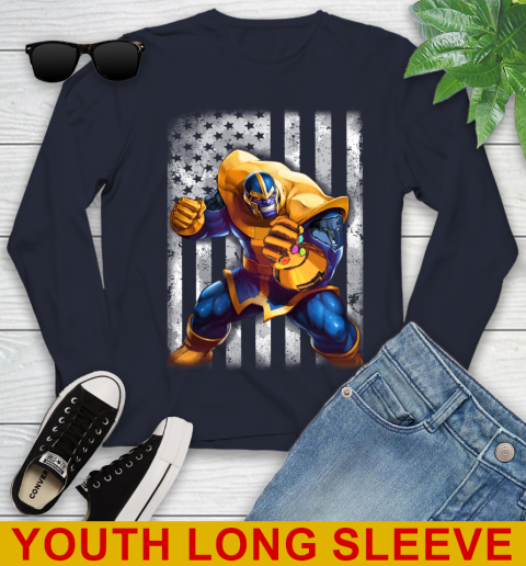 NBA Basketball Memphis Grizzlies Thanos Marvel American Flag Shirt Youth Long Sleeve 2