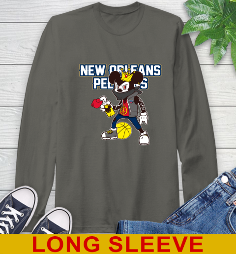 New Orleans Pelicans NBA Basketball Mickey Peace Sign Sports Long Sleeve T-Shirt 8