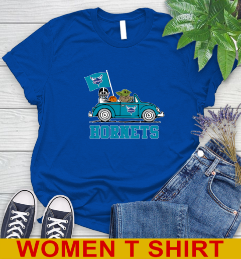 NBA Basketball Charlotte Hornets Darth Vader Baby Yoda Driving Star Wars Shirt Women's T-Shirt 9