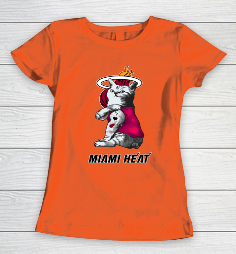 NBA Basketball My Cat Loves Miami Heat Women's T-Shirt 3
