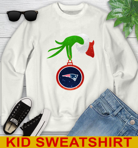 New England Patriots Grinch Merry Christmas NFL Football Youth Sweatshirt