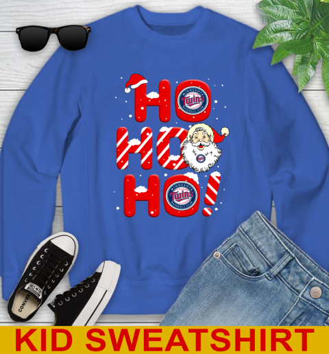 Minnesota Twins MLB Baseball Ho Ho Ho Santa Claus Merry Christmas Shirt Youth Sweatshirt 6