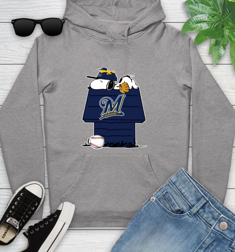 MLB Milwaukee Brewers Snoopy Woodstock The Peanuts Movie Baseball T Shirt Youth Hoodie 6