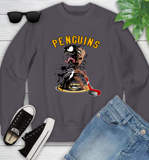 NHL Pittsburgh Penguins Hockey Venom Groot Guardians Of The Galaxy Youth Sweatshirt 6
