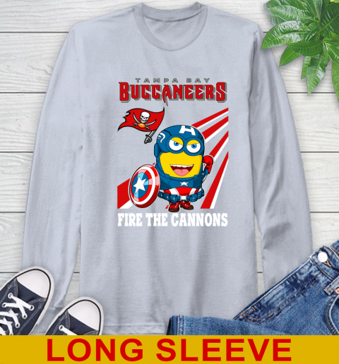 NFL Football Tampa Bay Buccaneers Captain America Marvel Avengers Minion Shirt Long Sleeve T-Shirt 6