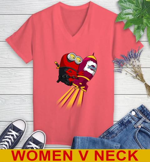 NBA Basketball Cleveland Cavaliers Deadpool Minion Marvel Shirt Women's V-Neck T-Shirt 6