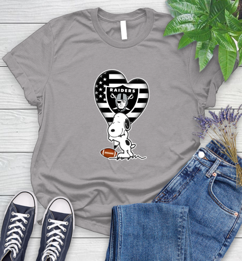 Oakland Raiders NFL Football The Peanuts Movie Adorable Snoopy Women's T-Shirt 5