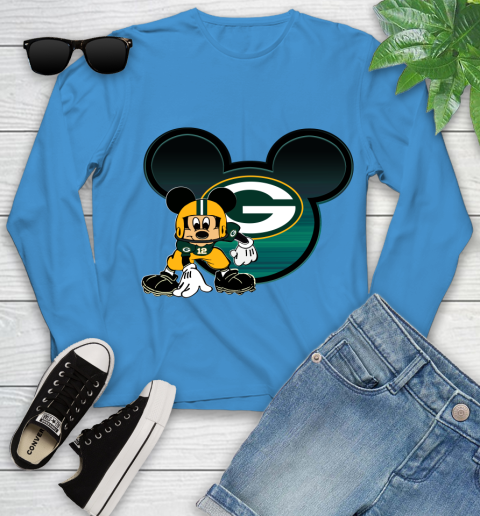 NFL Green Bay Packers Mickey Mouse Disney Football T Shirt Youth Long Sleeve 7