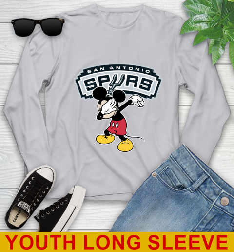 San Antonio Spurs NBA Basketball Dabbing Mickey Disney Sports Youth Long Sleeve 6