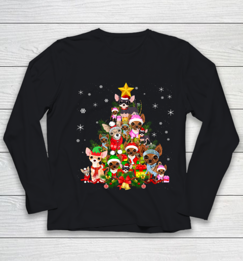 Chihuahua Christmas Tree T Shirt Xmas Gift For Chihuahua Dog Youth Long Sleeve