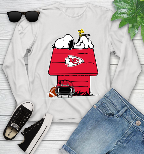 Kansas City Chiefs NFL Football Snoopy Woodstock The Peanuts Movie Youth Long Sleeve