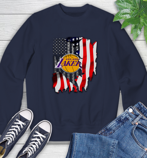 Los Angeles Lakers NBA Basketball American Flag Sweatshirt 2