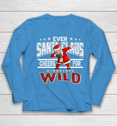 Minnesota Wild Even Santa Claus Cheers For Christmas NHL Youth Long Sleeve 5