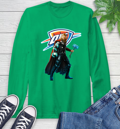 NBA Thor Avengers Endgame Basketball Oklahoma City Thunder Long Sleeve T-Shirt 7
