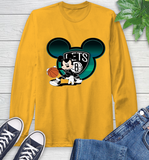 NBA Brooklyn Nets Mickey Mouse Disney Basketball Long Sleeve T-Shirt 3