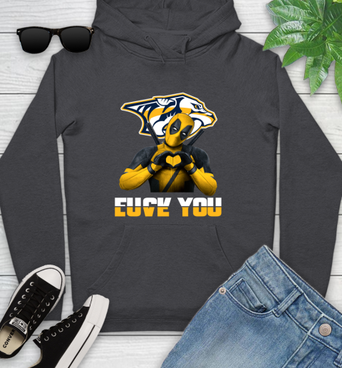 NHL Nashville Predators Deadpool Love You Fuck You Hockey Sports Youth Hoodie 8
