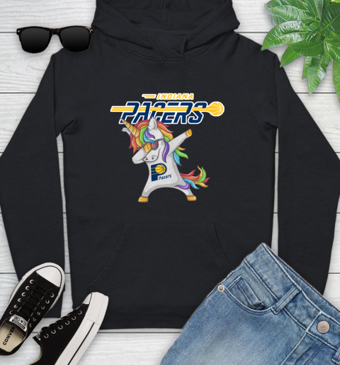 Indiana Pacers NBA Basketball Funny Unicorn Dabbing Sports Youth Hoodie 2