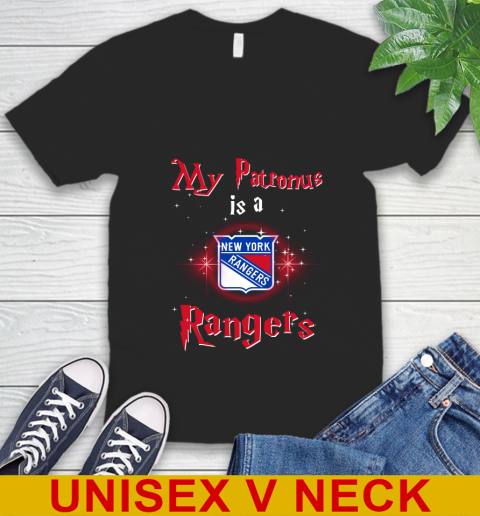NHL Hockey Harry Potter My Patronus Is A New York Rangers V-Neck T-Shirt