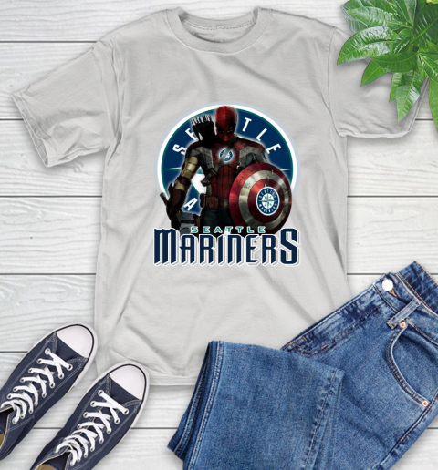 MLB Captain America Thor Spider Man Hawkeye Avengers Endgame Baseball Seattle Mariners T-Shirt