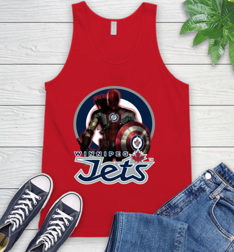 NHL Captain America Thor Spider Man Hawkeye Avengers Endgame Hockey Winnipeg Jets Tank Top 6