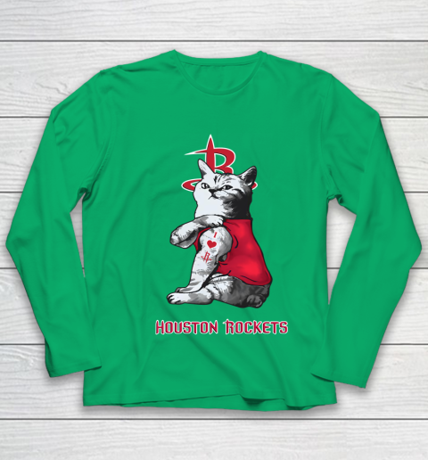 NBA Basketball My Cat Loves Houston Rockets Youth Long Sleeve 4