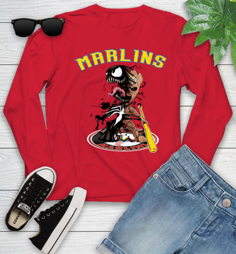 MLB Miami Marlins Baseball Venom Groot Guardians Of The Galaxy Youth Long Sleeve 11