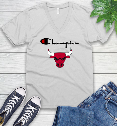 NBA Basketball Chicago Bulls Champion Shirt V-Neck T-Shirt