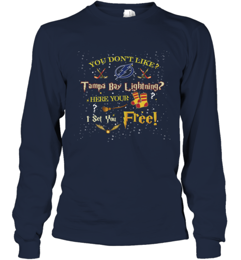 NHL You Don't Like Tampa Bay Lightning Here Your Socks I Set You Free Harry Potter Hockey njIBPkxrrBw long sleeve tee 14 95 151514 front navy