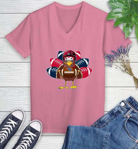 Tennessee Titans Turkey Thanksgiving Day Women's V-Neck T-Shirt 13