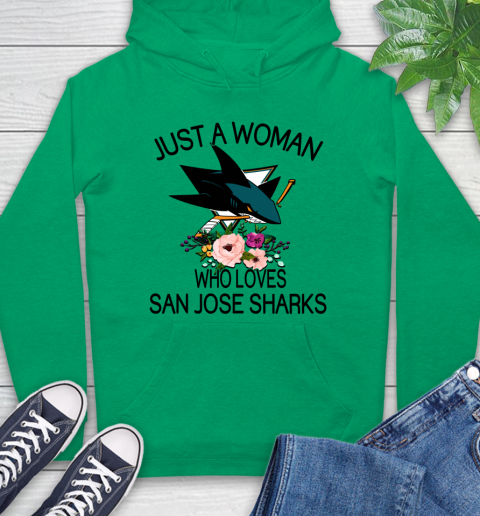 NHL Just A Woman Who Loves San Jose Sharks Hockey Sports Hoodie 5