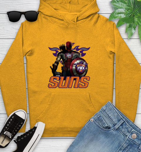 Phoenix Suns NBA Basketball Captain America Thor Spider Man Hawkeye Avengers Youth Hoodie 3