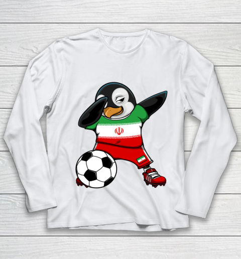 Dabbing Penguin Iran Soccer Fans Jersey Football Lover Sport Youth Long Sleeve