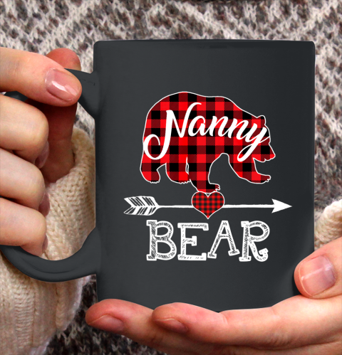 Nanny Bear Christmas Pajama Red Plaid Buffalo Family Gift Ceramic Mug 11oz