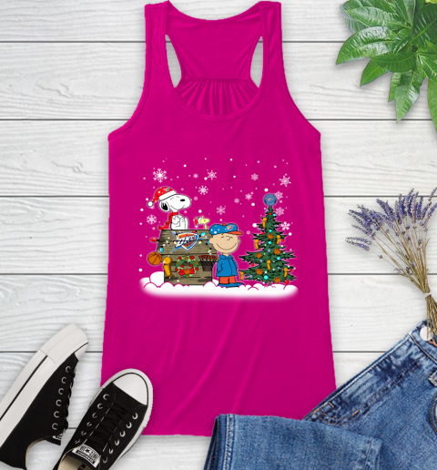 Oklahoma City Thunder NBA Basketball Christmas The Peanuts Movie Snoopy Championship Racerback Tank 7
