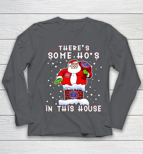 Detroit Pistons Christmas There Is Some Hos In This House Santa Stuck In The Chimney NBA Youth Long Sleeve 6