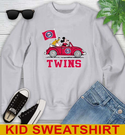 MLB Baseball Minnesota Twins Pluto Mickey Driving Disney Shirt Youth Sweatshirt 4