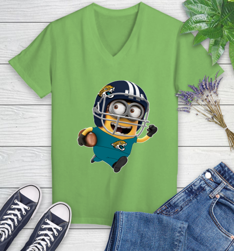NFL Jacksonville Jaguars Minions Disney Football Sports Women's V-Neck T-Shirt 11