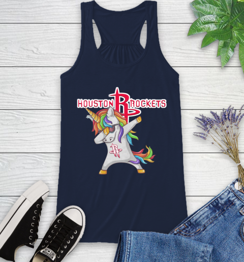 Houston Rockets NBA Basketball Funny Unicorn Dabbing Sports Racerback Tank 12