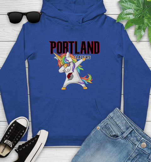 Portland Trail Blazers NBA Basketball Funny Unicorn Dabbing Sports Youth Hoodie 9