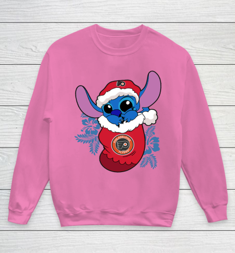 Philadelphia Flyers Christmas Stitch In The Sock Funny Disney NHL Youth Sweatshirt 7