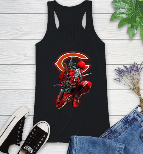 NFL Deadpool Marvel Comics Sports Football Chicago Bears Racerback Tank 2