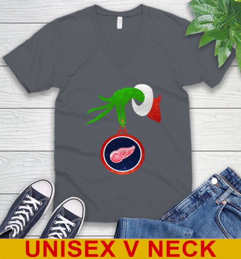 Detroit Red Wings Grinch Merry Christmas NHL Hockey V-Neck T-Shirt 5