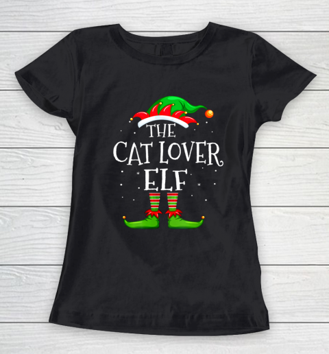 Cat Lover Elf Family Matching Christmas Group Gift Pajama Women's T-Shirt