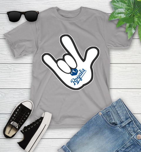 Kansas City Royals MLB Baseball Mickey Rock Hand Disney Youth T-Shirt 4