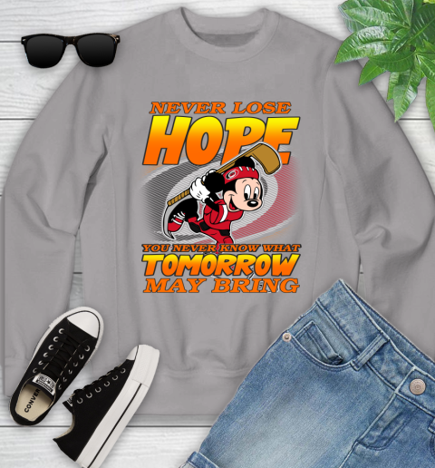 Carolina Hurricanes NHL Hockey ootball Mickey Disney Never Lose Hope Youth Sweatshirt 3